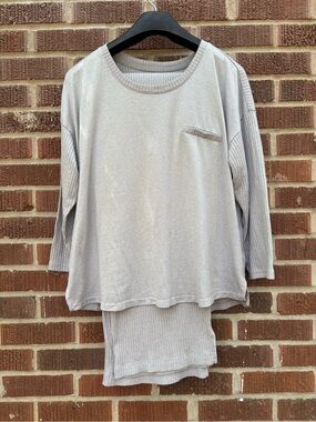 Midnight Carole Hochman Women’s Sz XL Gray Soft Ribbed 2-piece Lounge Set